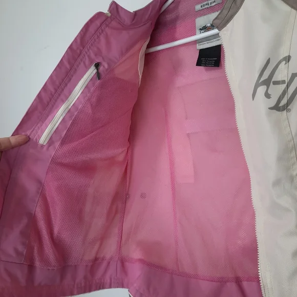Harley Davidson Riding Gear Jacket Cream Tan Pink Womens Size XS Full Zipper - Picture 6 of 15